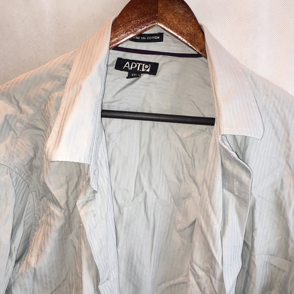 Apt. 9 Light Blue Long Sleeve Casual Cotton Shirt | XXL